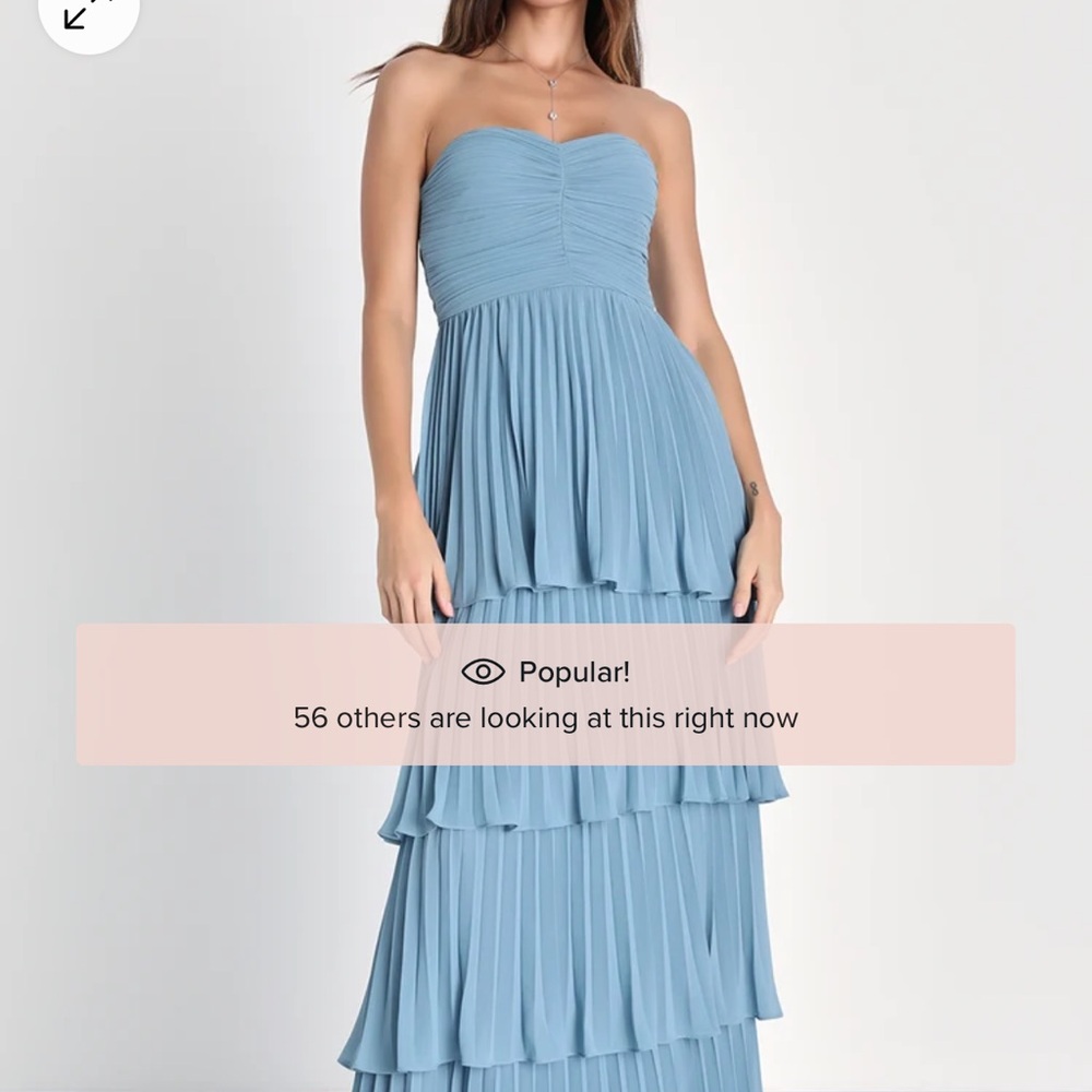 Elegant Blue Strapless Maxi Dress